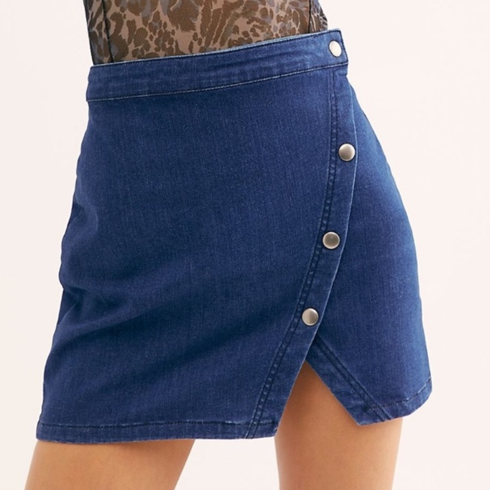 Free People Notched Denim mini skirt